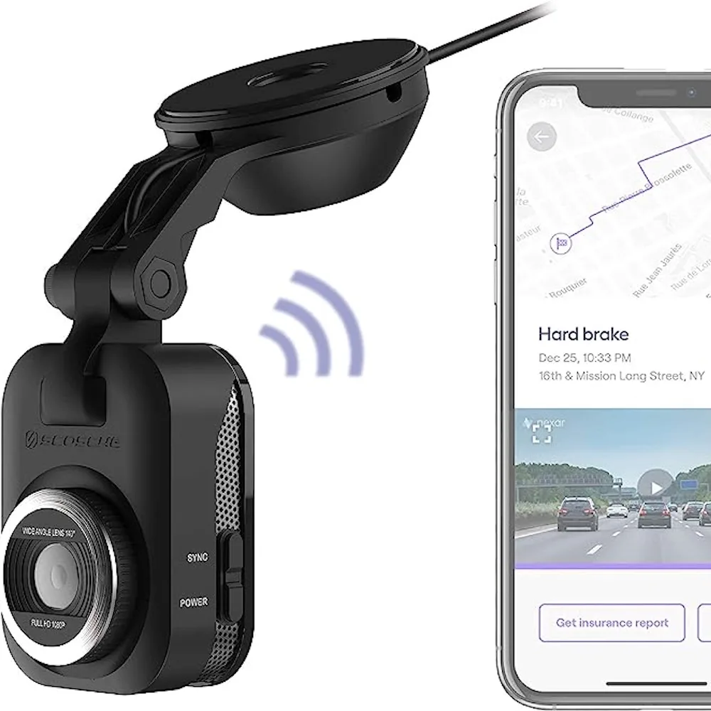 SCOSCHE NEXS11064 Full HD Smart WiFi Dash Cam with Suction Mount