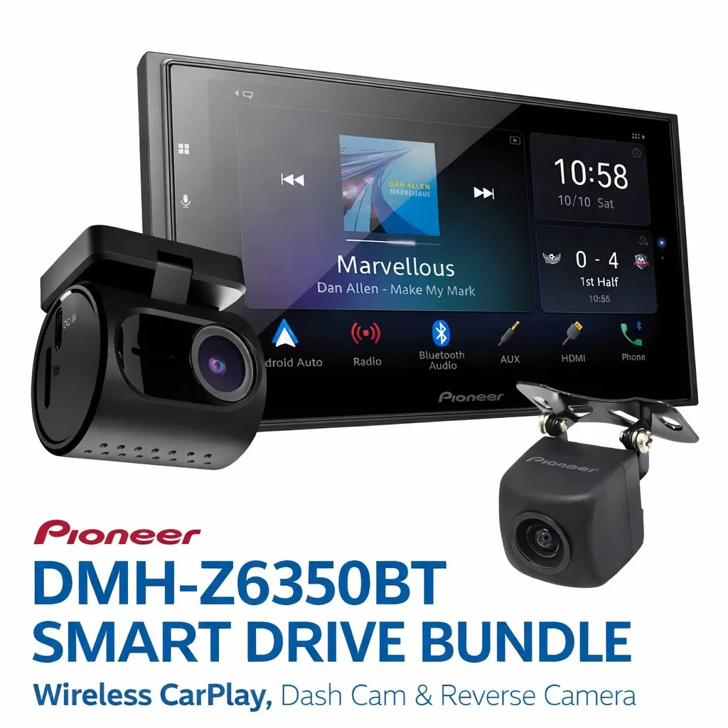 Pioneer DMH-Z6350BT Multimedia Bundle with VREC-H120SC Dash Camera and ND-BC02 Reverse Camera