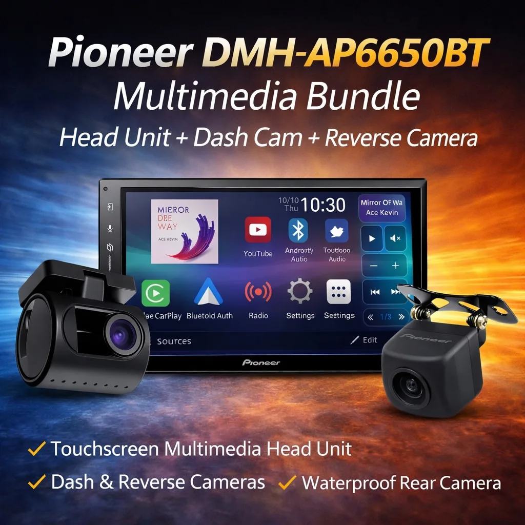 Pioneer DMH-AP6650BT bundle with dash cam and rear view camera
