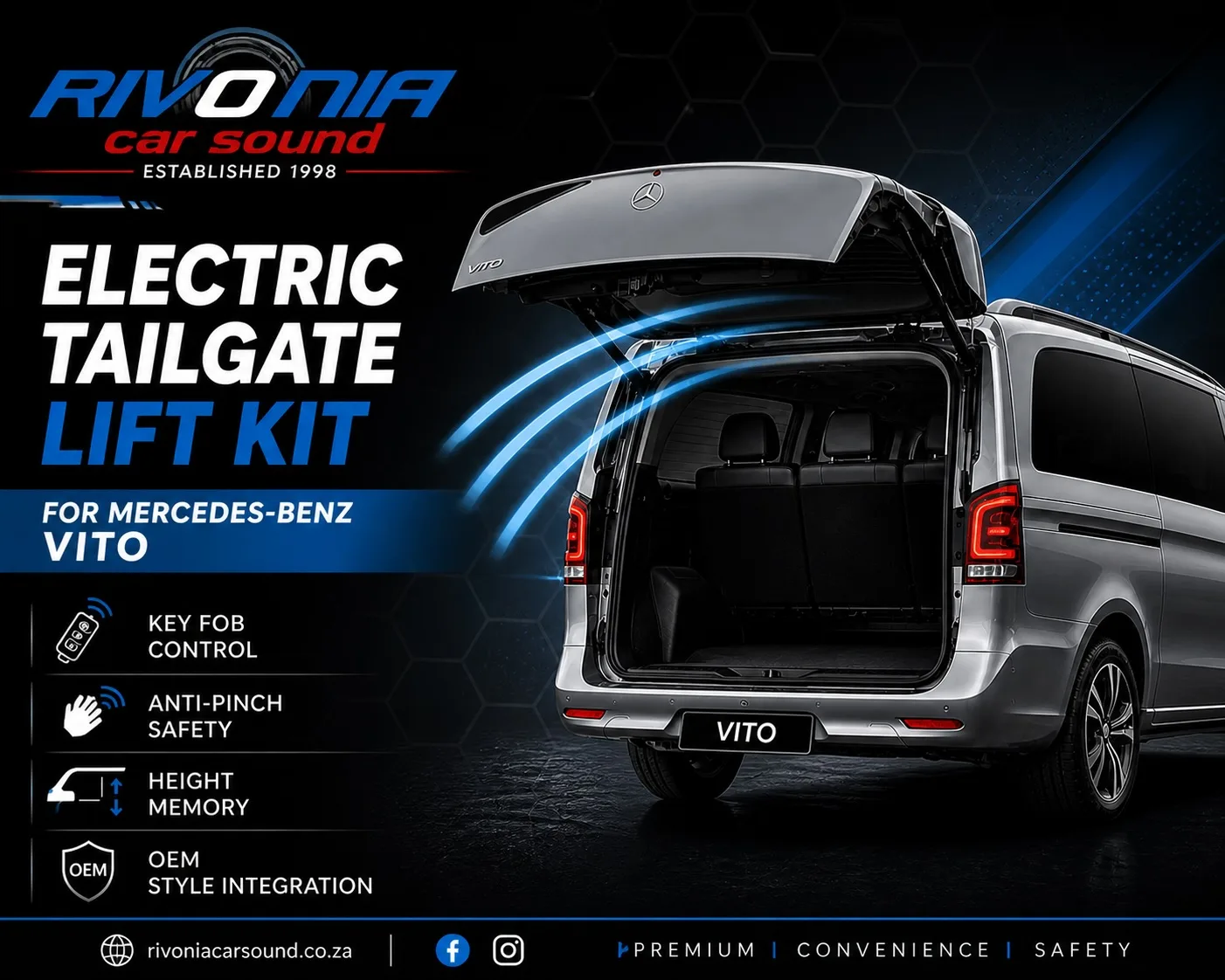 Mercedes-Benz Vito Electric Tailgate Lift Kit with Automatic Boot Opening – Rivonia Car Sound