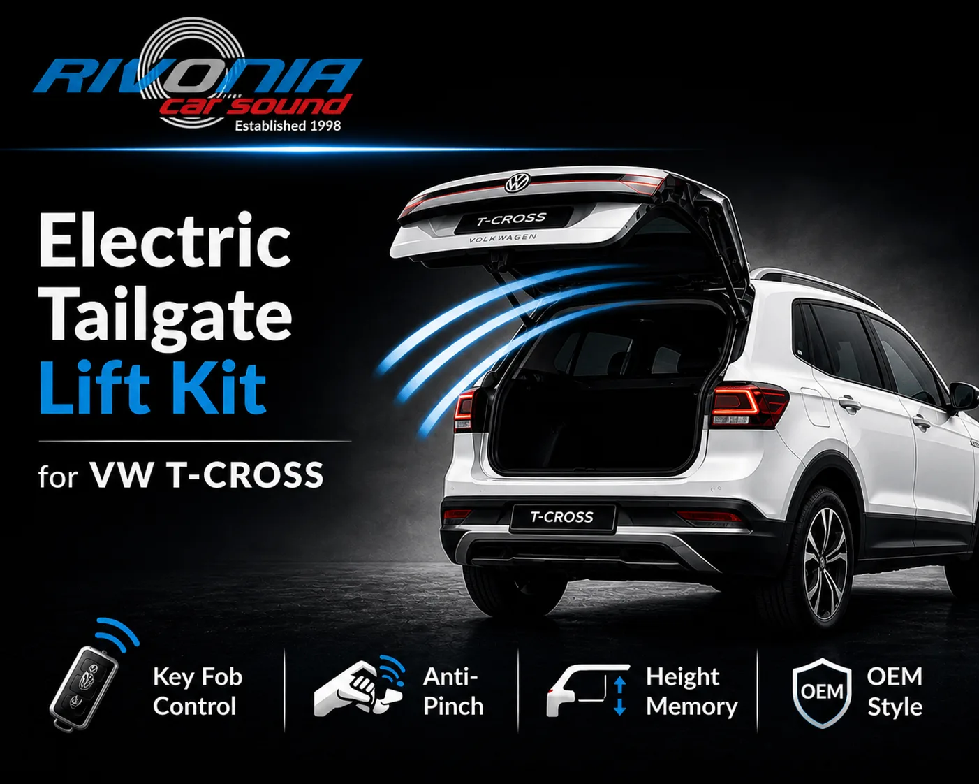 VW T-Cross Electric Tailgate Lift Kit Automatic Boot System – Rivonia Car Sound