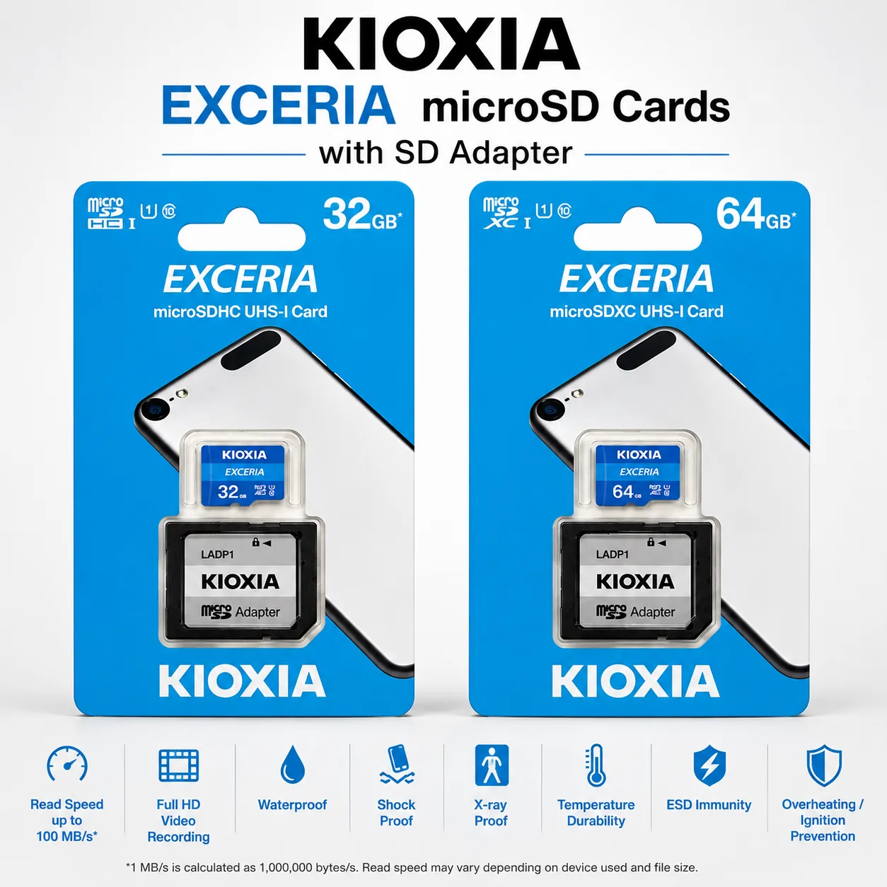 KIOXIA EXCERIA microSD Memory Card with SD Adapter Available in 32GB and 64GB